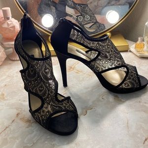 Black Lace Heels! Size 8, WORN ONCE